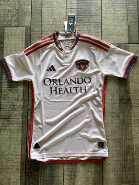 adidas Orlando City White Soccer Jersey with Red and Purple Trim